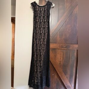Betsy & Adam Black Lace Gown